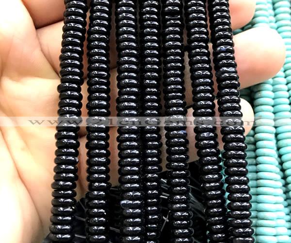 CRB6544 15 inches 2*6mm rondelle black agate beads wholesale