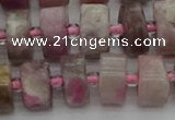 CRB659 15.5 inches 6*12mm tyre pink tourmaline gemstone beads