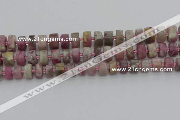 CRB659 15.5 inches 6*12mm tyre pink tourmaline gemstone beads