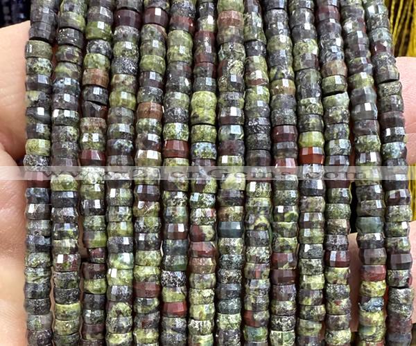CRB6611 15 inches 2*4mm faceted heishi dragon blood jasper beads