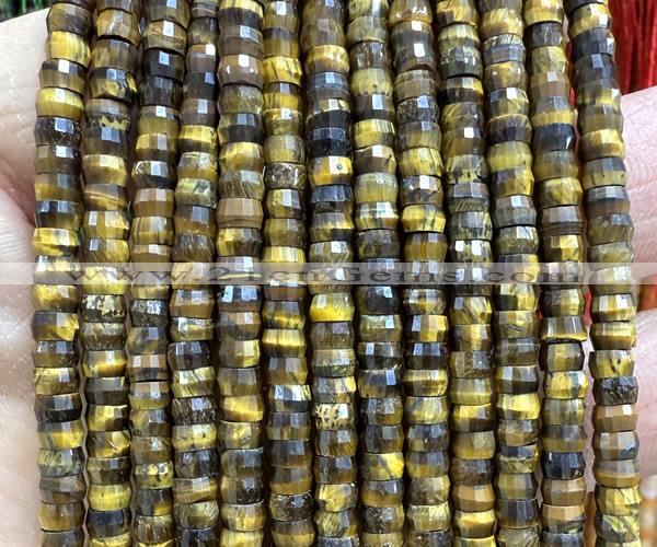 CRB6614 15 inches 2*4mm faceted heishi yellow tiger eye beads