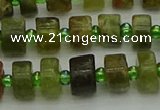 CRB664 15.5 inches 5*8mm tyre green garnet gemstone beads