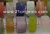 CRB682 15.5 inches 7*14mm tyre matte mixed gemstone beads