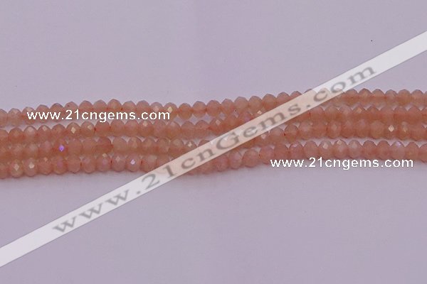 CRB714 15.5 inches 3*4mm faceted rondelle peach moonstone beads