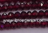 CRB718 15.5 inches 3*4mm faceted rondelle red garnet beads