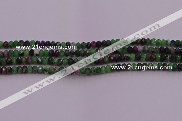 CRB725 15.5 inches 2.5*4mm faceted rondelle ruby zoisite beads