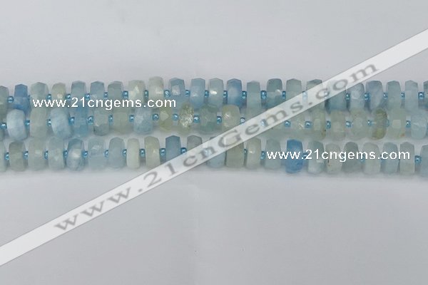 CRB802 15.5 inches 6*10mm faceted rondelle aquamarine beads