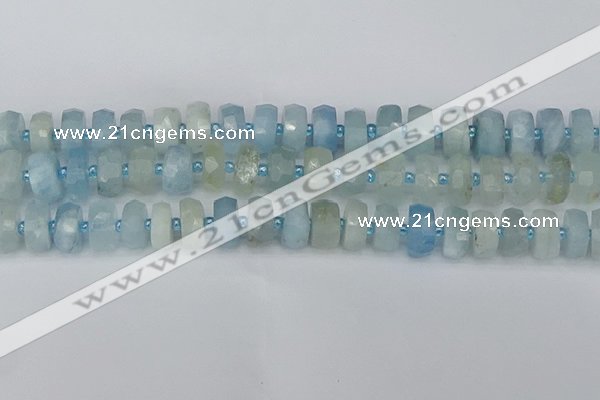 CRB803 15.5 inches 7*12mm faceted rondelle aquamarine beads