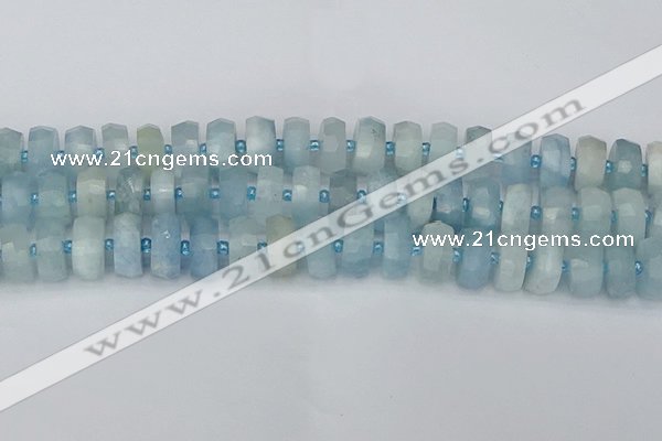 CRB804 15.5 inches 8*14mm faceted rondelle aquamarine beads