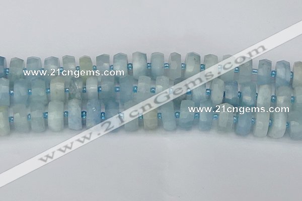 CRB805 15.5 inches 8*16mm faceted rondelle aquamarine beads