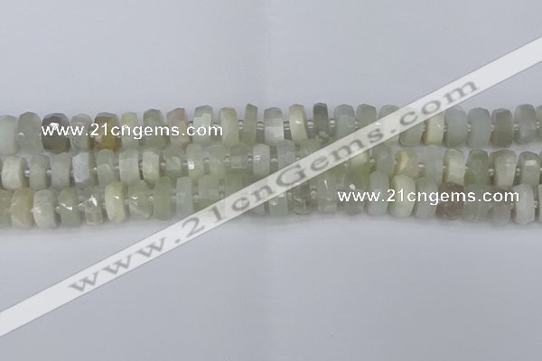 CRB810 15.5 inches 6*10mm faceted rondelle grey moonstone beads