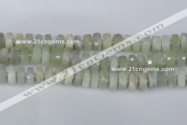 CRB813 15.5 inches 8*16mm faceted rondelle grey moonstone beads