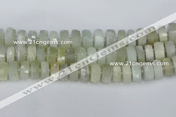 CRB814 15.5 inches 8*18mm faceted rondelle grey moonstone beads