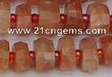 CRB818 15.5 inches 6*10mm faceted rondelle orange moonstone beads