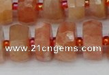 CRB819 15.5 inches 7*12mm faceted rondelle orange moonstone beads