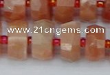 CRB820 15.5 inches 8*14mm faceted rondelle orange moonstone beads