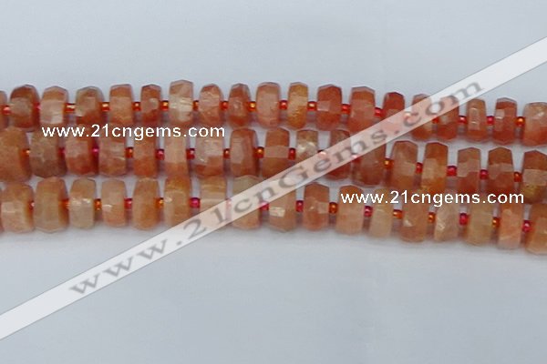 CRB820 15.5 inches 8*14mm faceted rondelle orange moonstone beads