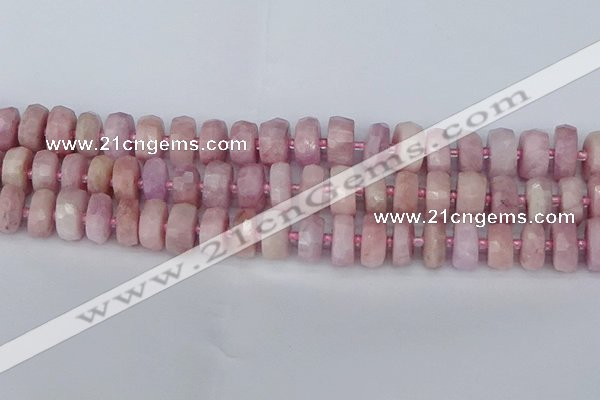 CRB828 15.5 inches 8*14mm faceted rondelle kunzite beads