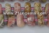 CRB834 15.5 inches 6*10mm faceted rondelle rhodochrosite beads