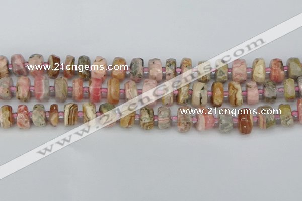 CRB835 15.5 inches 7*12mm faceted rondelle rhodochrosite beads