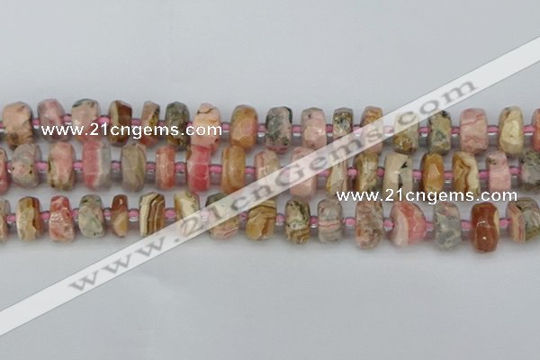 CRB836 15.5 inches 8*14mm faceted rondelle rhodochrosite beads