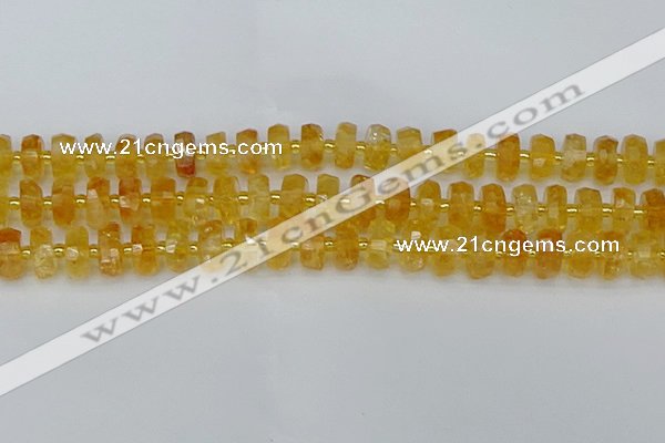 CRB843 15.5 inches 7*12mm faceted rondelle citrine beads