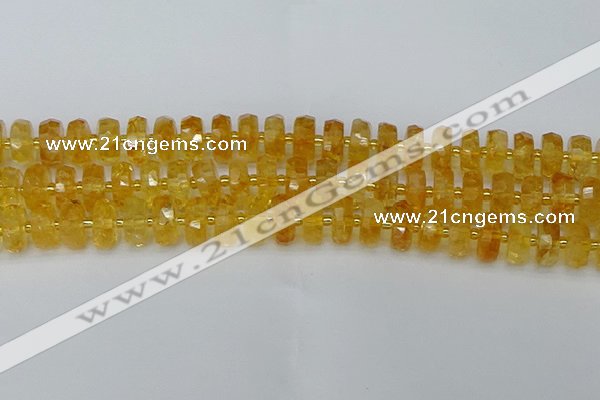 CRB844 15.5 inches 8*14mm faceted rondelle citrine beads