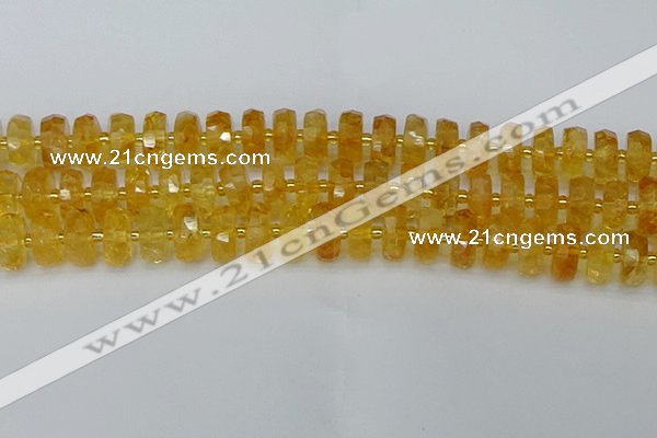 CRB845 15.5 inches 8*16mm faceted rondelle citrine beads