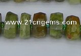 CRB850 15.5 inches 6*10mm faceted rondelle green garnet beads