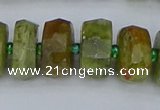 CRB851 15.5 inches 7*12mm faceted rondelle green garnet beads