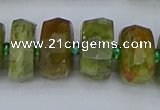 CRB852 15.5 inches 8*14mm faceted rondelle green garnet beads