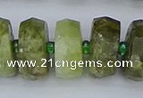 CRB854 15.5 inches 8*18mm faceted rondelle green garnet beads