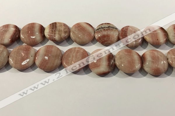 CRC1072 15.5 inches 25mm flat round rhodochrosite beads