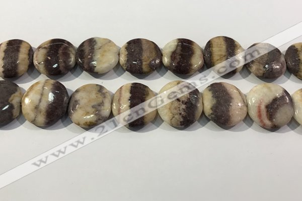 CRC1074 15.5 inches 25mm flat round rhodochrosite beads