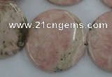 CRC158 15.5 inches 30mm flat round Argentina rhodochrosite beads