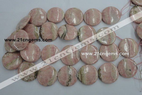 CRC158 15.5 inches 30mm flat round Argentina rhodochrosite beads