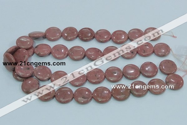 CRC207 16 inches 20mm flat round rhodochrosite gemstone beads