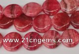 CRC23 15.5 inches 14mm flat round dyed rhodochrosite gemstone beads