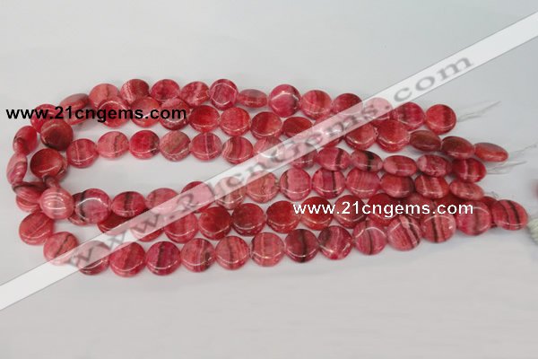 CRC23 15.5 inches 14mm flat round dyed rhodochrosite gemstone beads