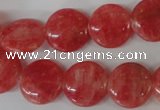 CRC24 15.5 inches 16mm flat round dyed rhodochrosite gemstone beads