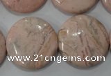 CRC308 15.5 inches 25mm flat round Peru rhodochrosite beads