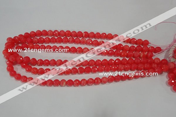 CRC512 15.5 inches 8mm faceted round synthetic rhodochrosite beads