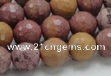 CRC61 15.5 inches 14mm faceted round rhodochrosite gemstone beads