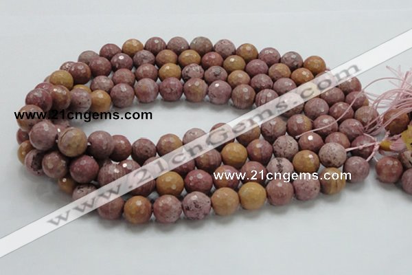 CRC61 15.5 inches 14mm faceted round rhodochrosite gemstone beads