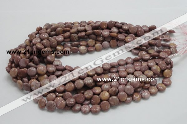 CRC71 15.5 inches 10mm flat round rhodochrosite gemstone beads