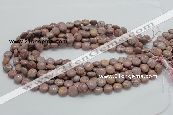 CRC72 15.5 inches 12mm flat round rhodochrosite gemstone beads