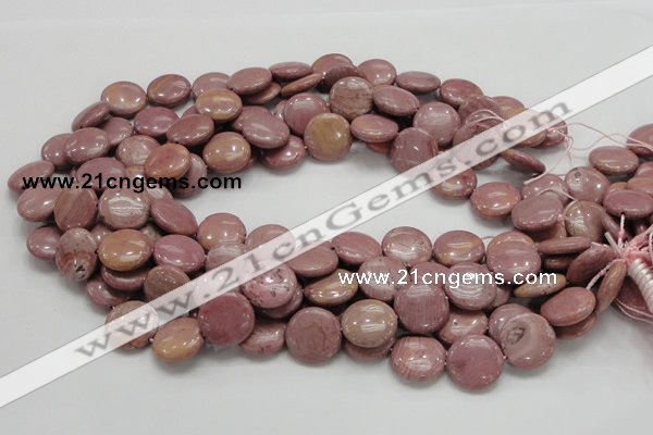 CRC73 15.5 inches 16mm flat round rhodochrosite gemstone beads