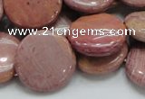 CRC74 15.5 inches 20mm flat round rhodochrosite gemstone beads