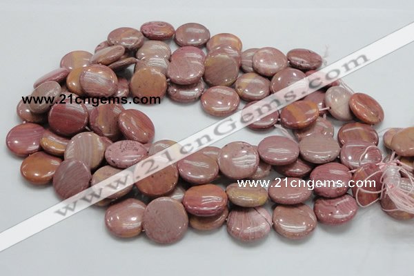 CRC74 15.5 inches 20mm flat round rhodochrosite gemstone beads