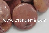 CRC76 15.5 inches 30mm flat round rhodochrosite gemstone beads